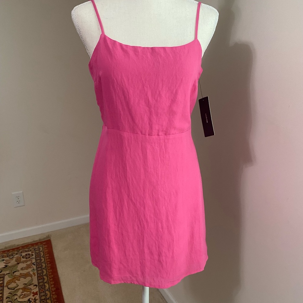 LuLu’s Hot pink Linen mini dress NWT